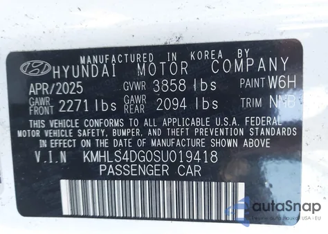 2025 Hyundai Elantra Sel Convenience z USA, uszkodzony, nr VIN KMHLS4DG0SU019418